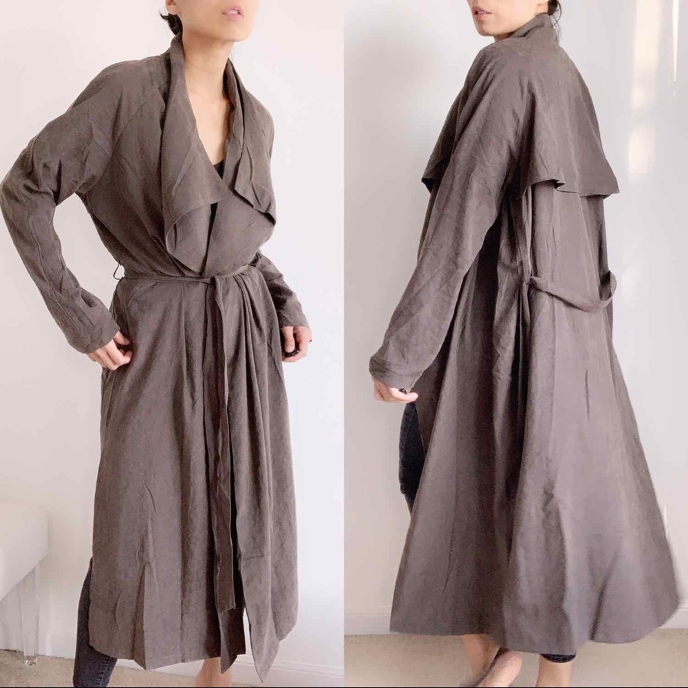 BROOKLYN LAPEL TRENCH COAT DUSTER - TOFFEE - Picture 6 of 9